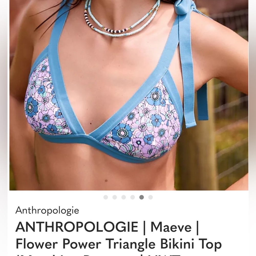 ANTHROPOLOGIE | Maeve | Flower Power Triangle Bikini Top (Matching Bottoms | NWT